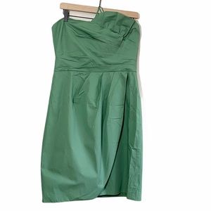 J. Crew green strapless wedding bridesmaid dress